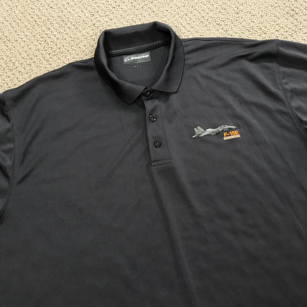 Boeing F-15E Strike Eagle Polo Shirt Mens 2XL Dark Grey Performance Aviation